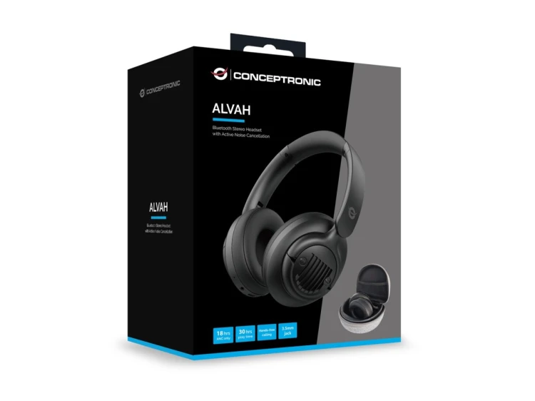 Conceptronic ALVAH02B słuchawki/zestaw słuchawkowy Przewodowy i Bezprzewodowy Opaska na głowę Połączenia/muzyka Bluetooth Czarny