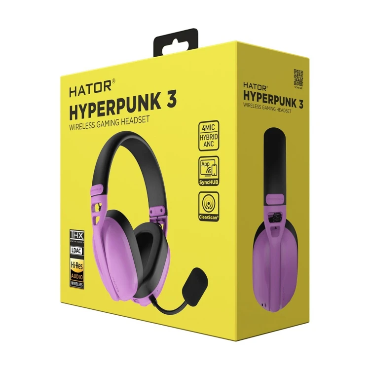 Słuchawki dla graczy Hyperpunk 3 Wireless bezprzewodowe fioletowe