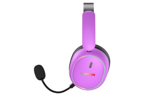 HATOR Phoenix 2 Wireless Zestaw słuchawkowy Przewodowy i Bezprzewodowy Opaska na głowę Gaming USB Type-C / USB Type-A Bluetooth Fioletowy