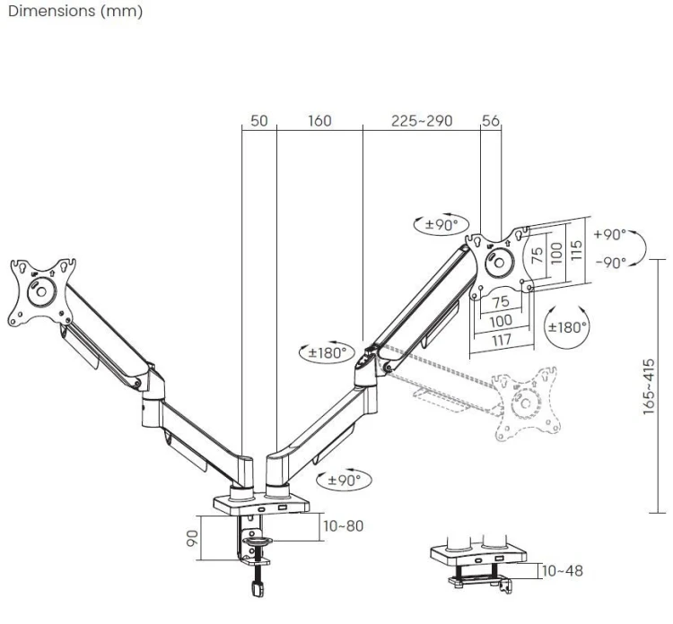 Deltaco ARM-1300-B uchwyt do telewizorów 81,3 cm (32") Czarny