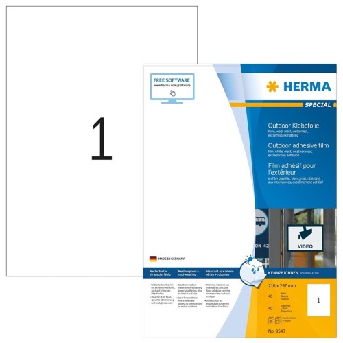 HERMA 9543 samoprzylepne etykiety Prostokąt Biały 40 szt.