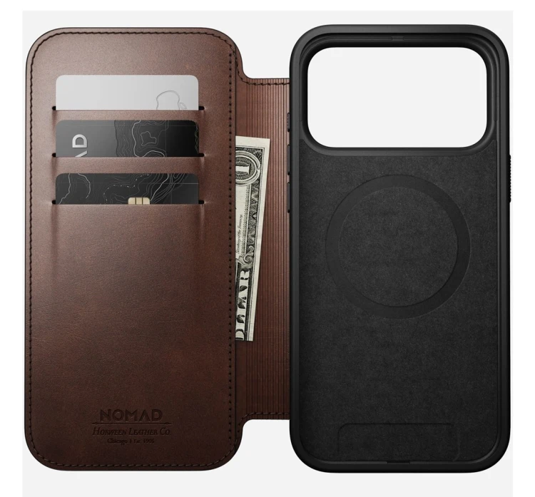 Nomad Modern Leather Folio pokrowiec na telefon komórkowy 16 cm (6.3") Brązowy