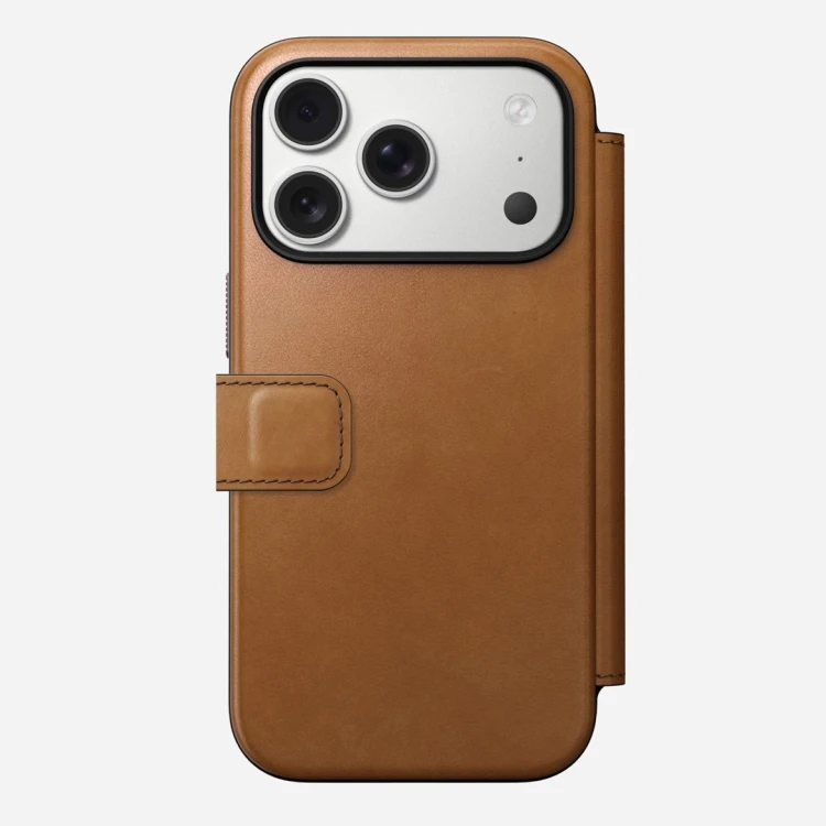 Nomad Modern Leather Folio pokrowiec na telefon komórkowy 16 cm (6.3") Opalony/Jasnobrązowy