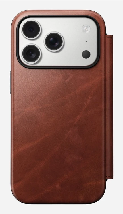 NOMAD Modern Leather Folio - skórzane etui do iPhone 17 Pro kompatybilne z MagSafe, skóra Horween (olde dublin)