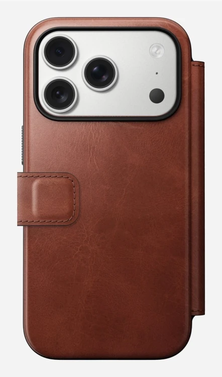 NOMAD Modern Leather Folio - skórzane etui do iPhone 17 Pro kompatybilne z MagSafe, skóra Horween (olde dublin)