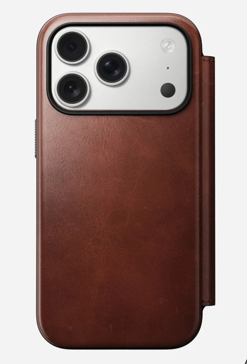 NOMAD Modern Leather Folio - skórzane etui do iPhone 17 Pro kompatybilne z MagSafe, skóra Horween (olde dublin)