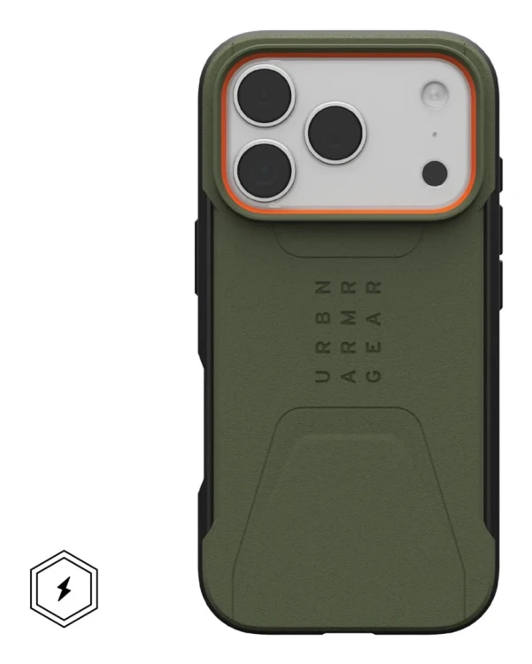 Urban Armor Gear 114545117297 pokrowiec na telefon komórkowy 16 cm (6.3") Oliwkowy, Pomarańczowy