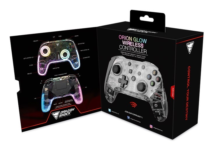 Dragonshock Orion Glow Czarny Bluetooth Gamepad Analogowa/Cyfrowa Nintendo Switch