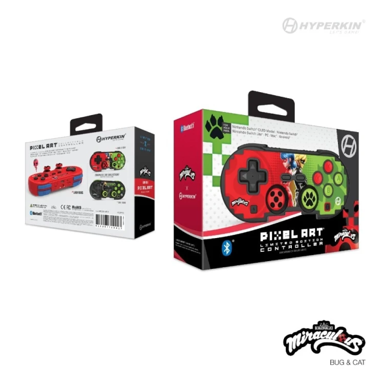 Hyperkin Pixel Art Zielony, Czerwony Bluetooth Gamepad Nintendo Switch, Nintendo Switch Lite, Nintendo Switch OLED