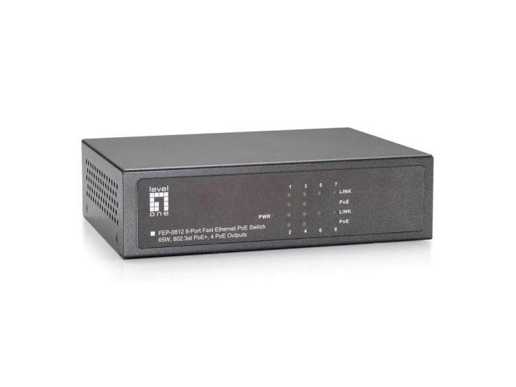 Przełącznik LevelOne FE PoE+ 8-portowy 65W 100Mbps