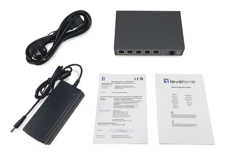 Przełącznik LevelOne GB PoE+ 6-portowy 65 W 10 Gb/s