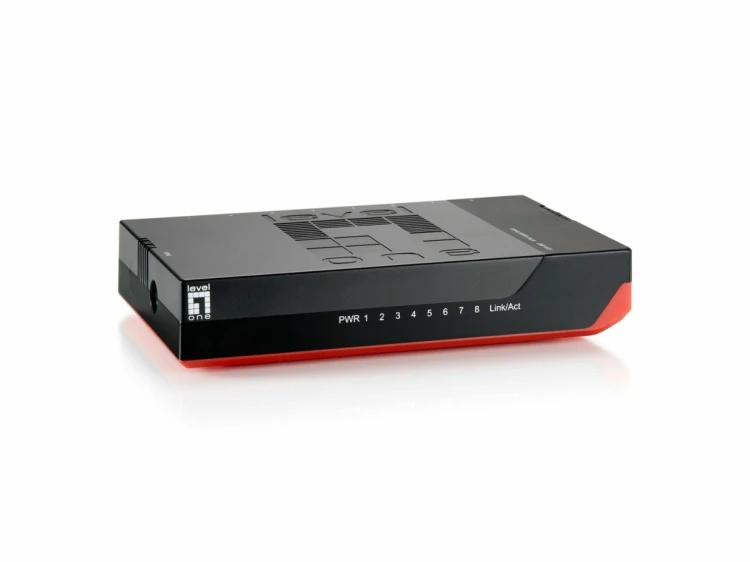 LevelOne GSW-0807 przełącznik sieciowy Nie zarządzany Gigabit Ethernet (10/100/1000) Czarny, Czerwony