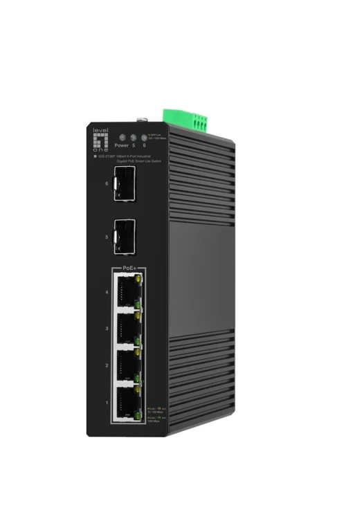 Przełącznik LevelOne Hilbt GB/SL PoE+ 6-portowy/IP30+DIN 60W 1Gbps