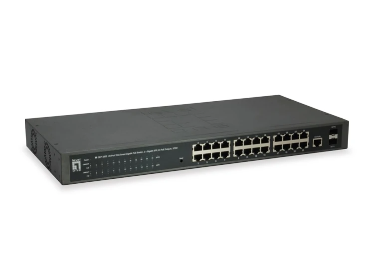 Przełącznik LevelOne WebSmart/GB PoE+ 26-portowy 19" 370W 1Gbps