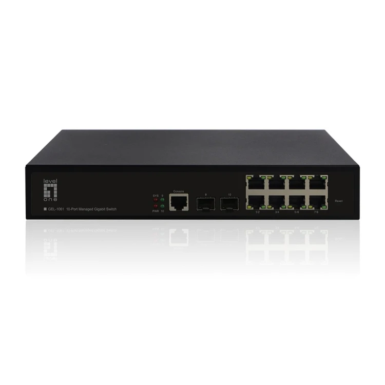 10-portowy zarządzalny przełącznik gigabitowy L2, 2x GE SFP Producent: LEVELONE (GEL-1061V2)