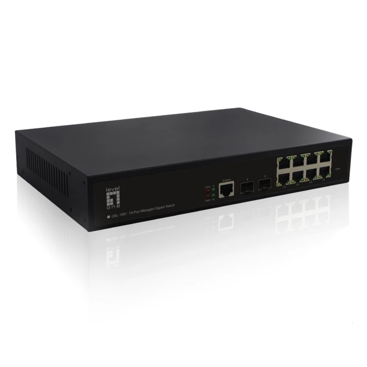 10-portowy zarządzalny przełącznik gigabitowy L2, 2x GE SFP Producent: LEVELONE (GEL-1061V2)