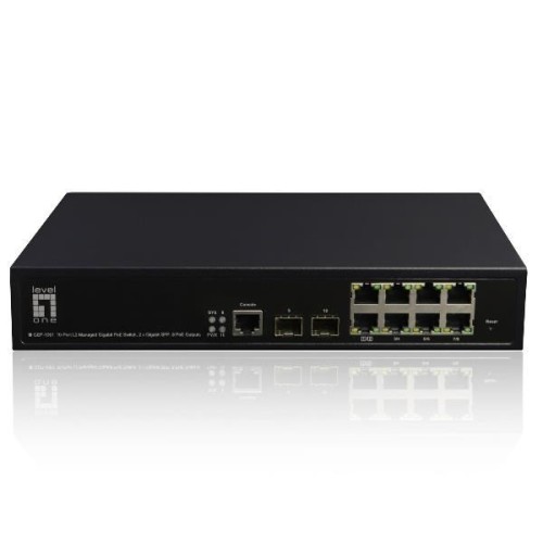 Zarządzalny przełącznik PoE+ LevelOne GB/L2 10-portowy 19" 180 W 1 Gb/s
