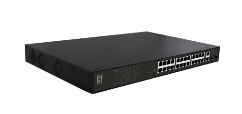 Przełącznik LevelOne GB PoE+ 28-portowy 19" 390W 1Gbps