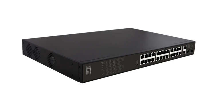 Przełącznik LevelOne GB PoE+ 28-portowy 19" 390W 1Gbps
