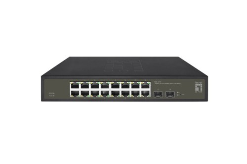 LevelOne Hilbert 18-portowy gigabitowy przełącznik Smart Lite - 16 x Gigabit RJ45 - 2 x Gigabit SFP