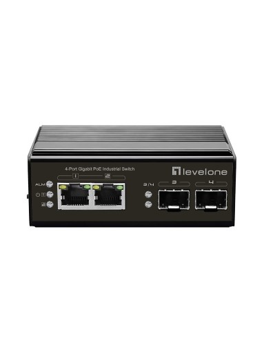 Switch LevelOne IGP-0431 - niezarządzalny - 2 x 10/100/1000 (PoE) + 2 x Gigabit SFP - Możliwość montażu na szynie DIN - PoE - zasilanie DC