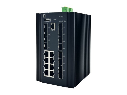 LevelOne Industrial L2+ Managed Switch 20-portowy/IP40+DIN 2,5 Gb/s