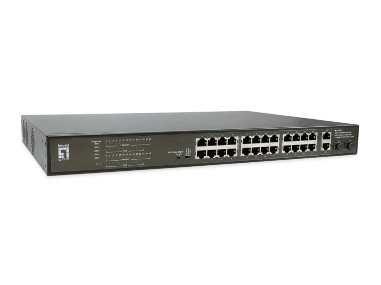 Przełącznik LevelOne FE PoE+ 28-portowy 19" 390W 1Gbps