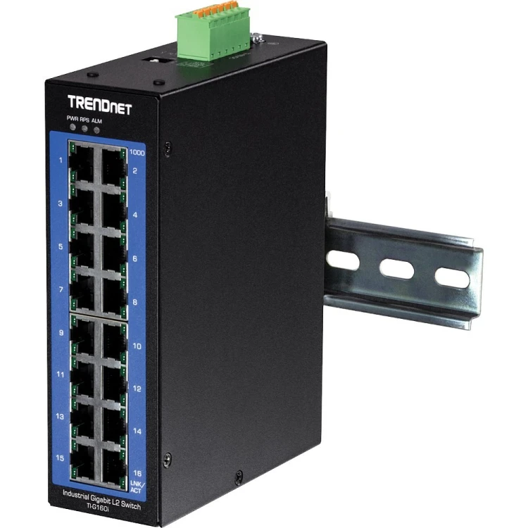 TRENDnet TI-G160I - switch - zarządzany - 16 x 10/100/1000 - możliwość montażu na szynie DIN - DC