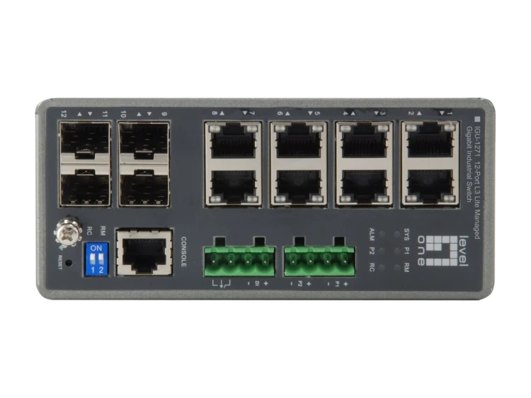 Przełącznik przemysłowy LevelOne 8xGE/4xSFP TURING zarządzany L3 1Gbps