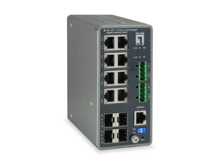 Przełącznik przemysłowy LevelOne 8xGE/4xSFP TURING zarządzany L3 1Gbps