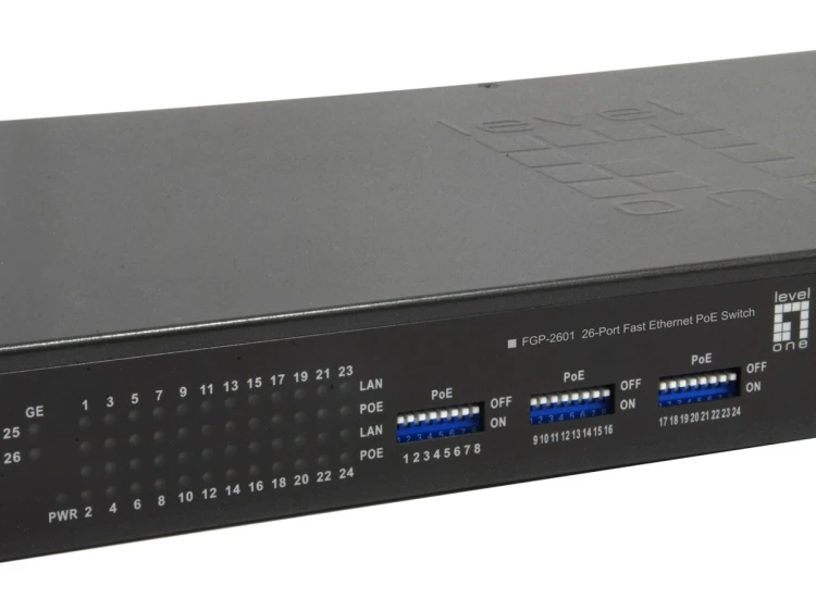 Przełącznik LevelOne FE PoE+ 26-portowy 19" 150W 1Gbps