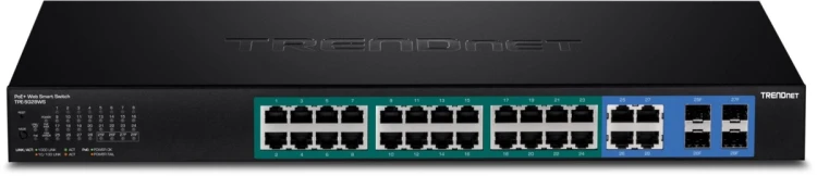 Przełącznik TRENDnet 28 portów zarządzalny Gbit PoE+ 370W WebSmart 19"