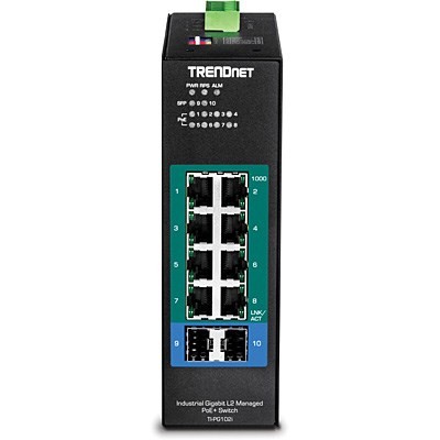 TRENDnet Switch 10-portowy przemysłowy Gbit PoE+ L2 metal IP30