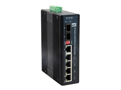 Przełącznik LevelOne Industrial Gigabit PoE+ 6-portowy + DIN 160 W 1 Gb/s