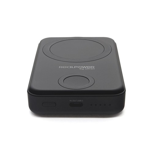 RealPower 444408 bank mocy 10000 mAh Bezprzewodowe ładowanie Czarny