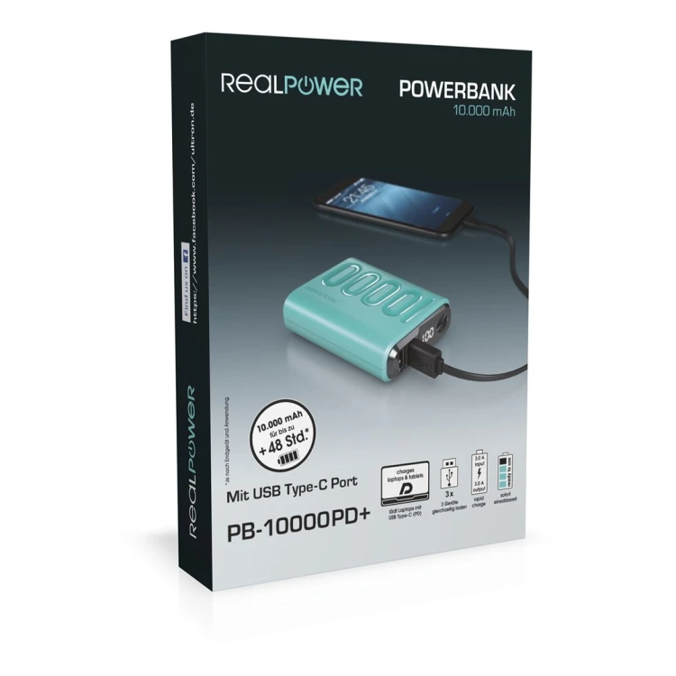 RealPower B-10000PD+ Nutopia 10000 mAh Niebieski