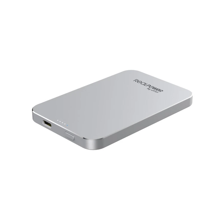 RealPower PB-5000 Mag Litowo-polimerowy (LiPo) 5000 mAh Bezprzewodowe ładowanie Srebrny