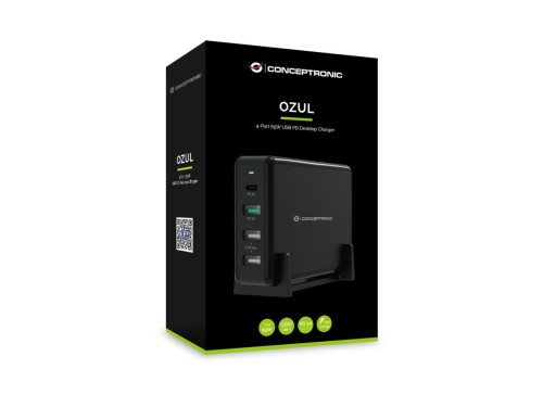 Conceptronic OZUL01B ładowarka do urządzeń przenośnych Uniwersalne Czarny Prąd przemienny Szybkie ładowanie Wewnętrzna