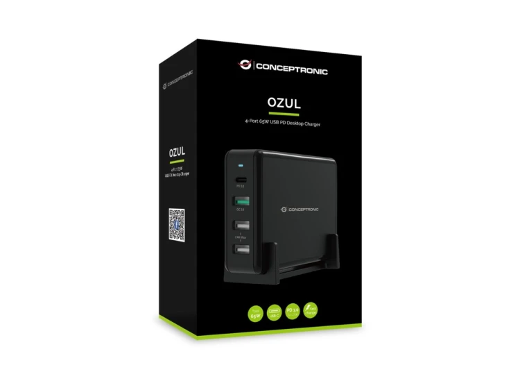 Conceptronic OZUL01B ładowarka do urządzeń przenośnych Uniwersalne Czarny Prąd przemienny Szybkie ładowanie Wewnętrzna