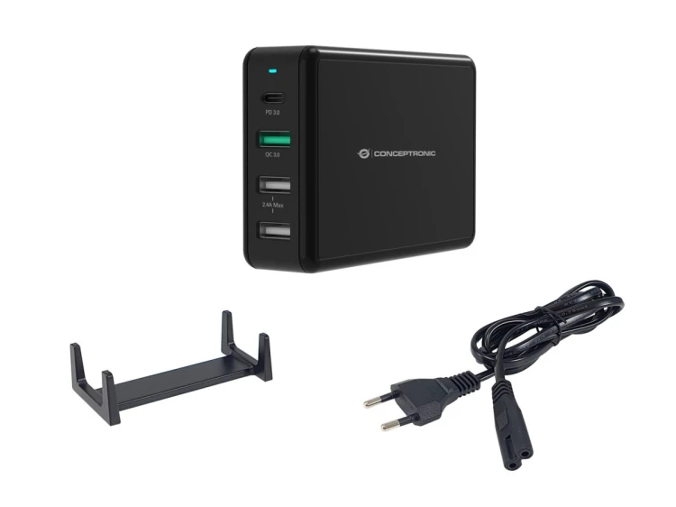 Conceptronic OZUL01B ładowarka do urządzeń przenośnych Uniwersalne Czarny Prąd przemienny Szybkie ładowanie Wewnętrzna