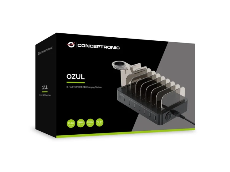 Conceptronic OZUL02B ładowarka do urządzeń przenośnych Uniwersalne Czarny Prąd przemienny Wewnętrzna