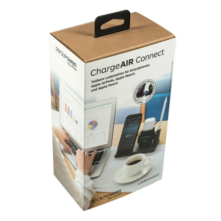 RealPower ChargeAIR Connect Smartfon, Smartwatch, Tablet Czarny USB Bezprzewodowe ładowanie Wewnętrzna