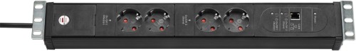 Listwa zasilająca brennenstuhl Premium-Web-Line V3 - do montażu w szafie serwerowej - Ethernet - Złącza wyjściowe: 4 - 48,3 cm (19") - 3,0 m Przewód