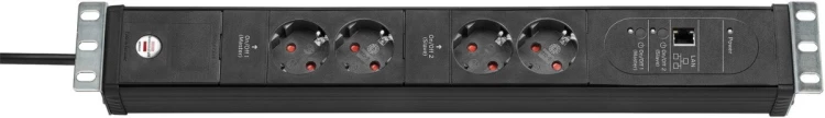 Listwa zasilająca brennenstuhl Premium-Web-Line V3 - do montażu w szafie serwerowej - Ethernet - Złącza wyjściowe: 4 - 48,3 cm (19") - 3,0 m Przewód