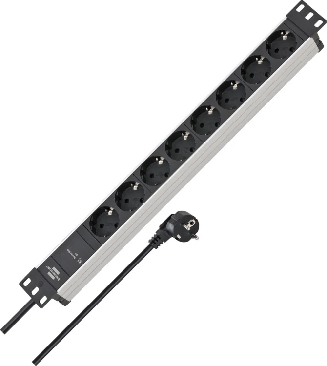 Brennenstuhl - SS 19.500A - Alu-Line - Listwa zasilająca 8-drożna, 2m
