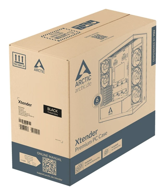 Obudowa Arctic Xtender Schwarz Glasfenster ohne GPU mount