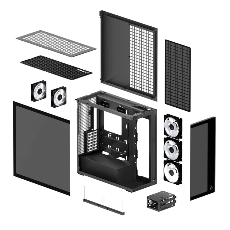 Obudowa Arctic Xtender Schwarz Glasfenster ohne GPU mount