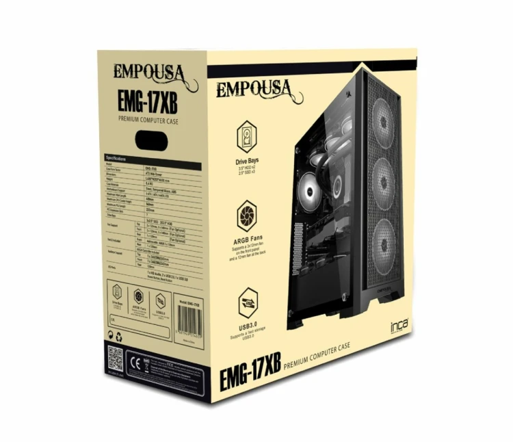 Inca EMG-17XB zabezpieczenia & uchwyty komputerów Midi Tower Czarny