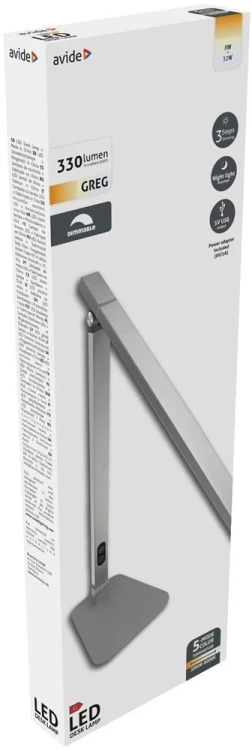 Avide ABLDL-F-DC-8W lampa stołowa LED G Szary