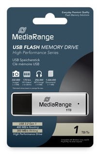MediaRange MR1905-1 pamięć USB 1 TB USB Typu-A 3.2 Gen 1 (3.1 Gen 1) Czarny, Srebrny